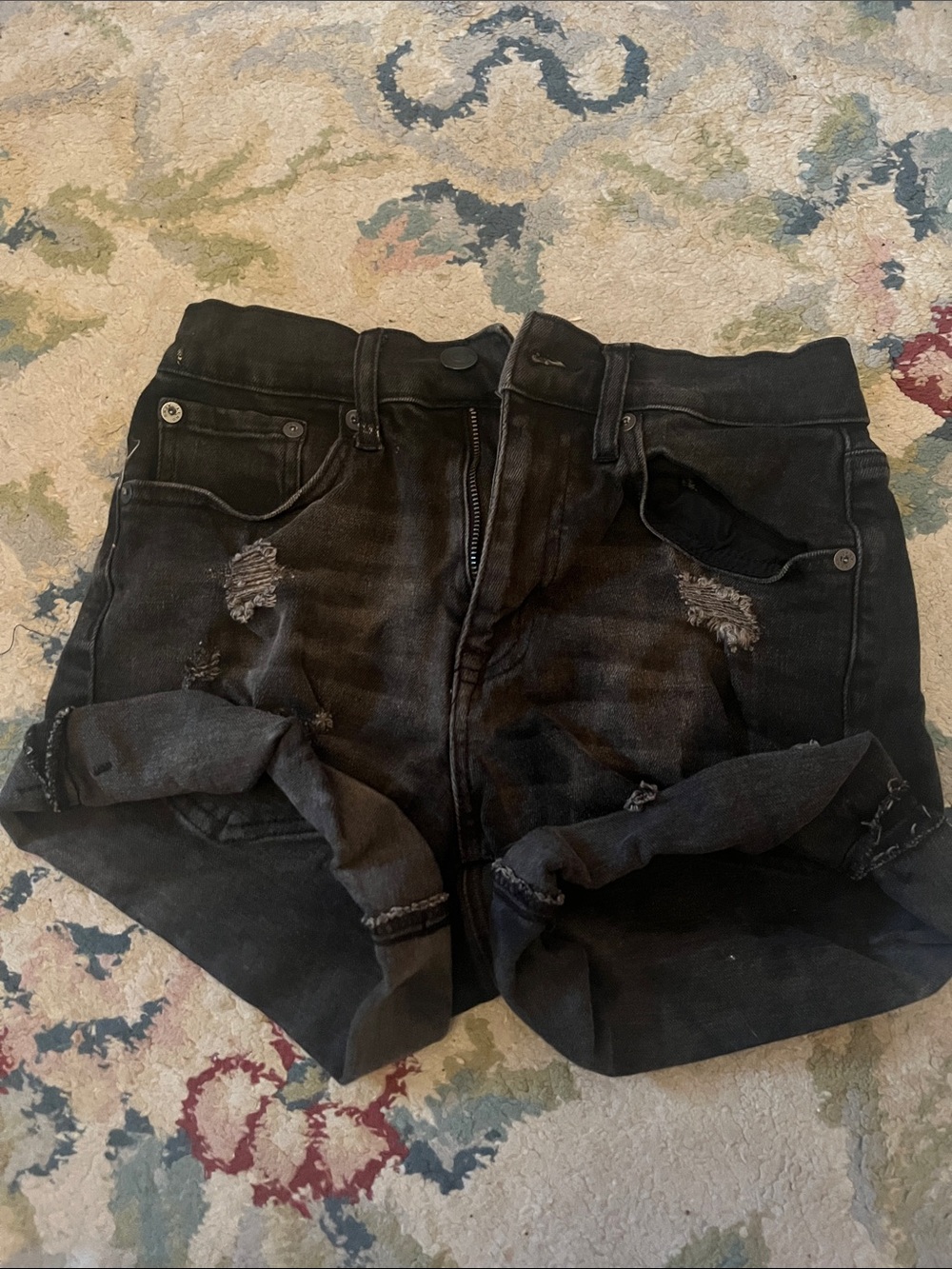 Aeropostale black distressed mom shorts